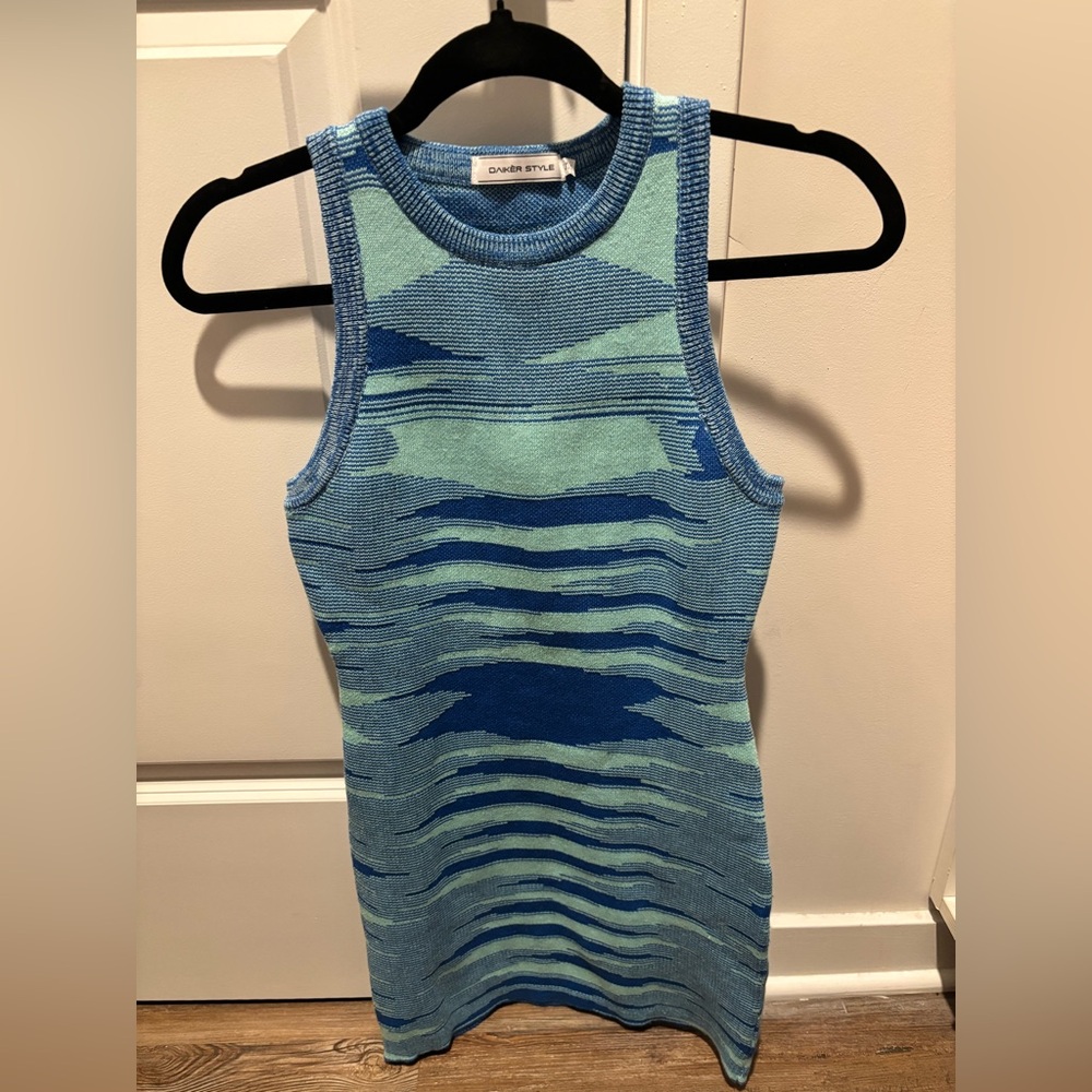 Blue and Green Mini Dress